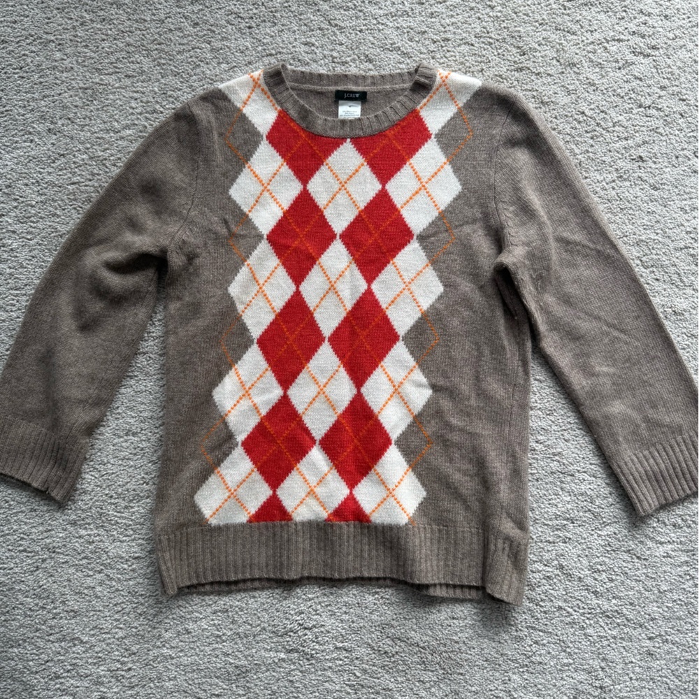 J. Crew Gilmore Girls Argyle Sweater in Red and White Size M